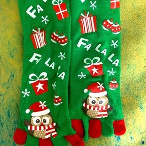 Christmas owl toe socks